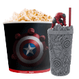 1 Vaso "Capitan America: Nuevo Mundo" con gaseosa + 1 balde de pochoclos. UNIDADES LIMITADAS.